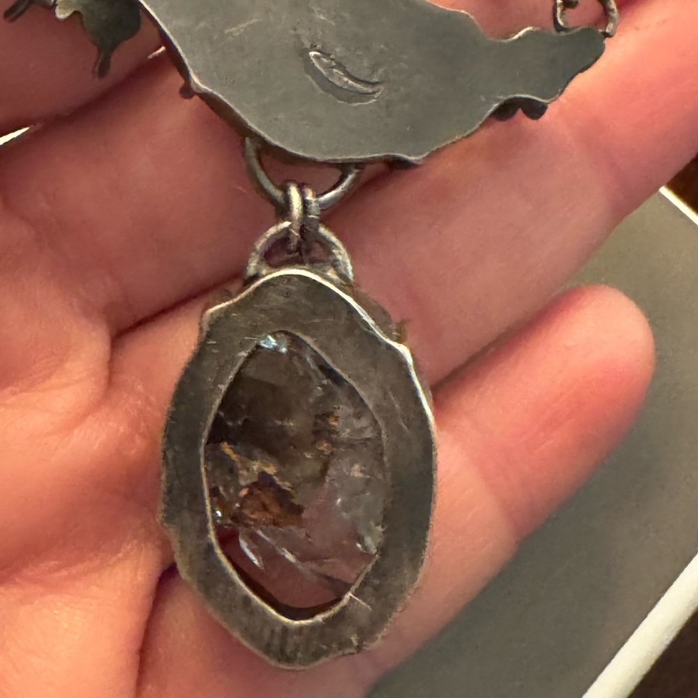 Sterling Silver and Tourmaline Pendant with Herkimer Diamond Necklace - Picture 11 of 14